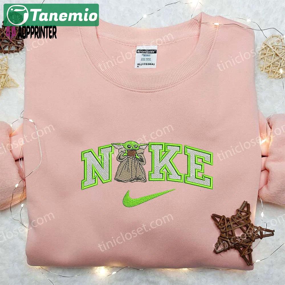 Yoda x nike embroidered sweatshirt: star wars movie shirt nike inspired design Embroidered Shirt