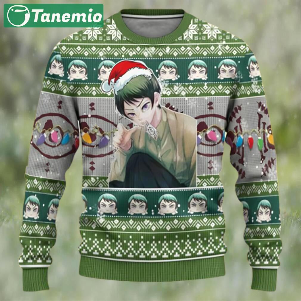 Yushiro red demon slayer chibi demon slayer ugly christmas sweater Christmas Ugly Sweater
