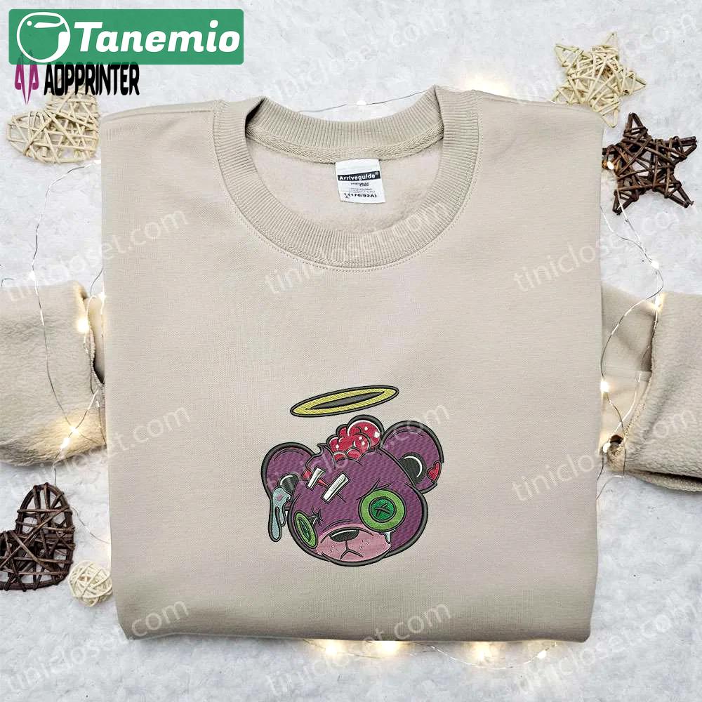 Zombie teddy bear sweatshirt: halloween embroidered hoodie & best gift ideas Embroidered Shirt