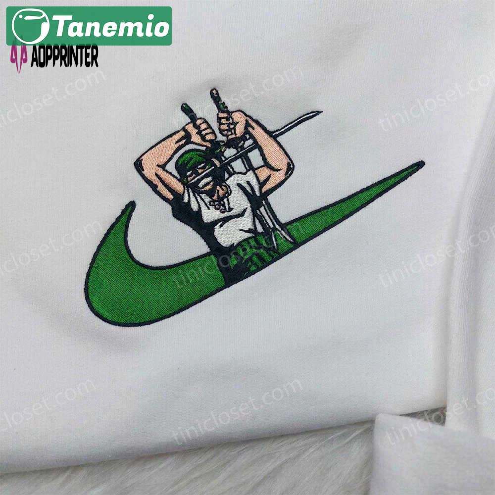 Zoro one piece nike swoosh shirt & sweatshirt anime embroidered hoodie Embroidered Shirt