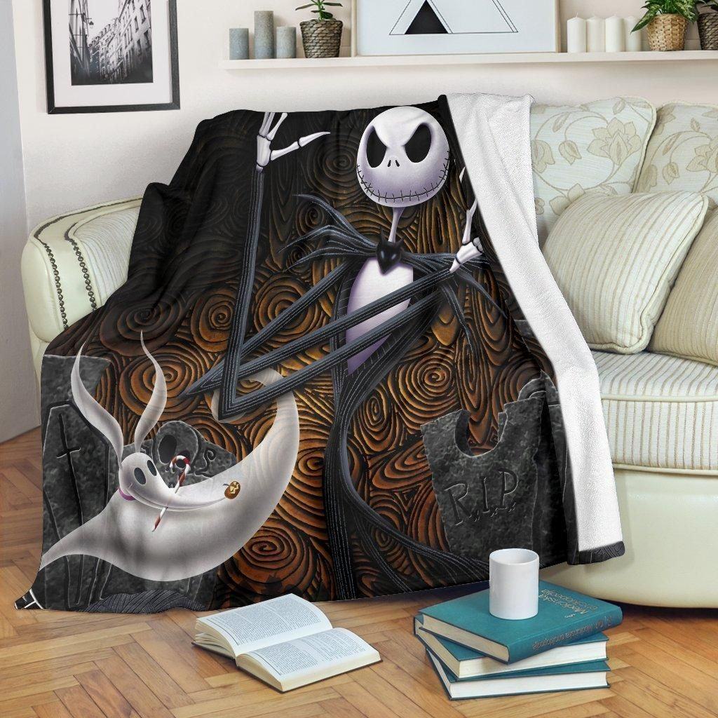 Nightmare before christmas blanket | jack skellington premium fleece blanket