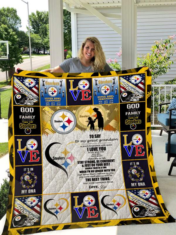 Pittsburgh steelers to my great grandson love gigi 3d   Quilt - Collection bedspread blanket comforter coverlet spread Home Decor duvet Creative bedroom