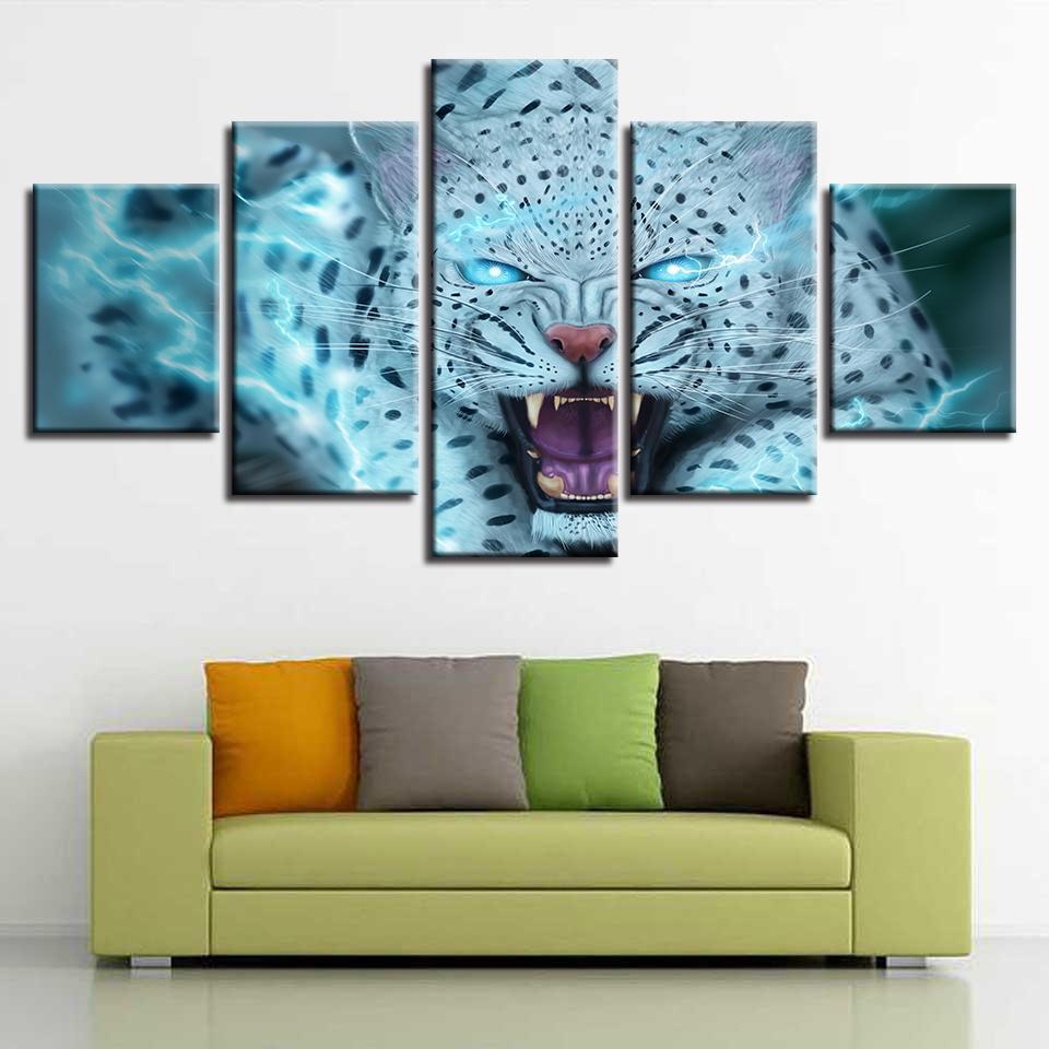 White leopard tiger  abstract animal   Canvas Art - Collection Beautiful Room Living Room Creative Wall Decor