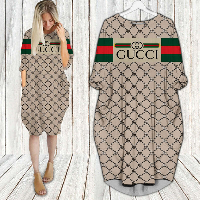 Gucci beige batwing pocket dress luxury clothing clothes outfit for women ht Batwing Pocket Dress