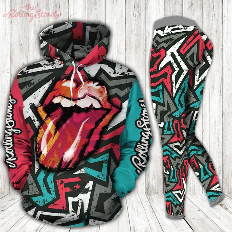 The rolling stones rock band hoodie leggings clothing clothes outfit for women ht 182 Hoodie Leggings Set