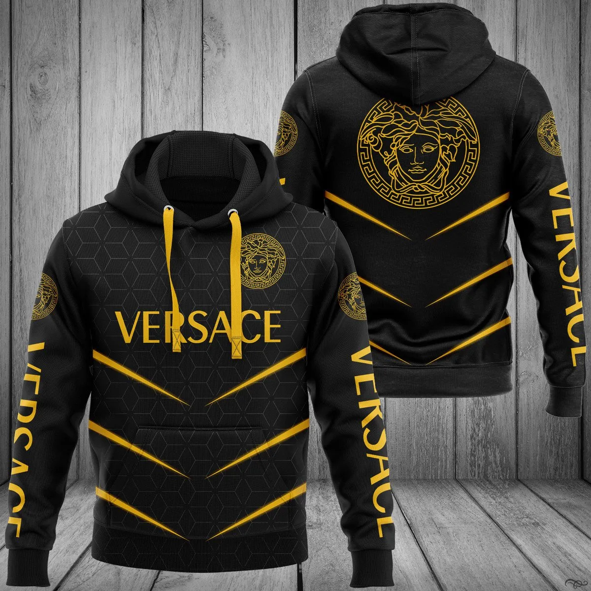 Gianni versace black unisex hoodie for men women luxury brand clothing clothes outfit Hoodie 3D