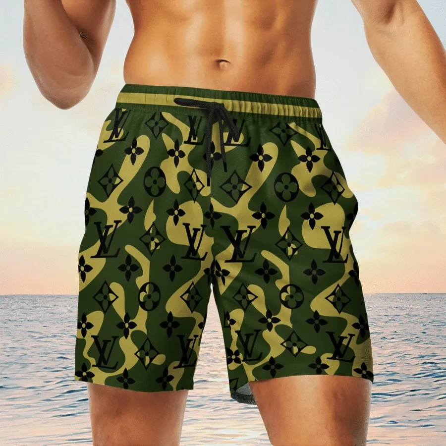 Louis vuitton camouflage luxury brand logo premium fashion shorts for men luxury summer outfit trending 2023 57 Shorts For Ment