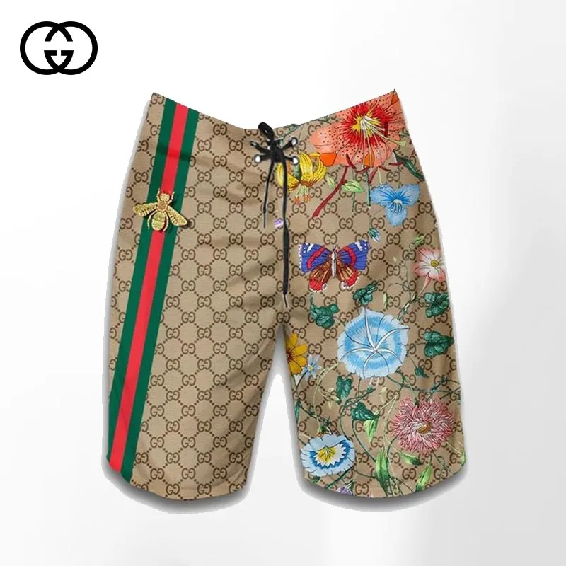 Gucci bee flowers luxury pants all over print shorts for men luxury summer outfit trending 2023 8 Shorts For Ment