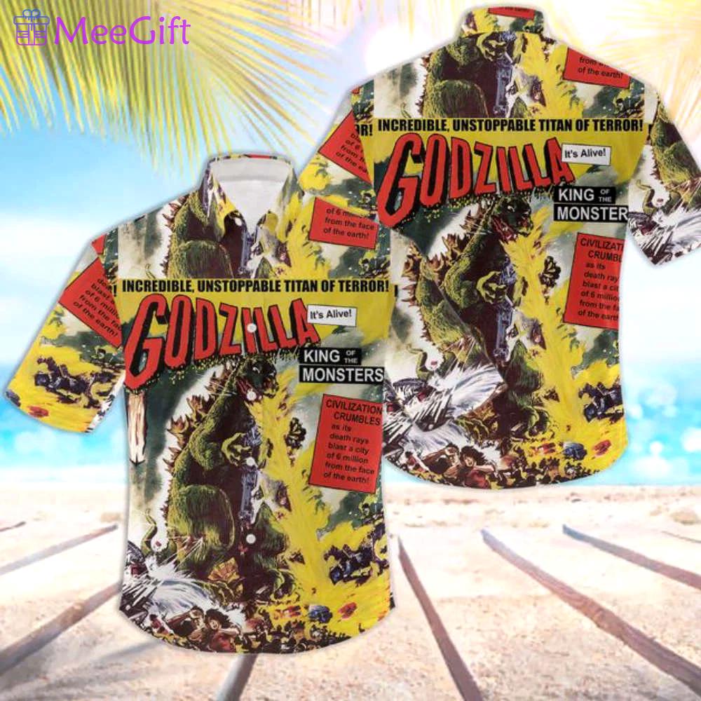 3d godzilla, king of monsters unisex hawaiian shirt trend 2023 Hawaii Shirt