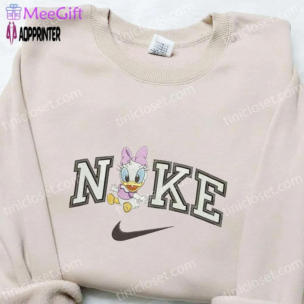 Adorable baby daisy duck x nike cartoon embroidered shirt – disney & nike inspired Embroidered Shirt