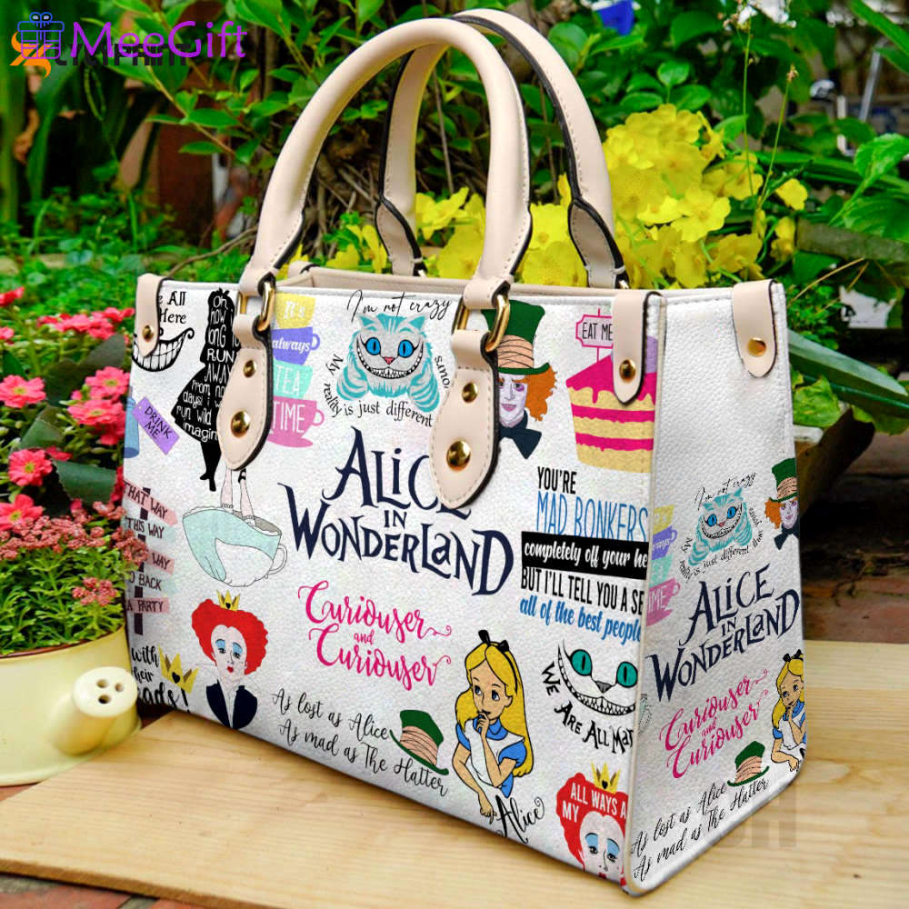Alice in wonderland leather handbag gift for women 2644 Women Leather Hand Bag