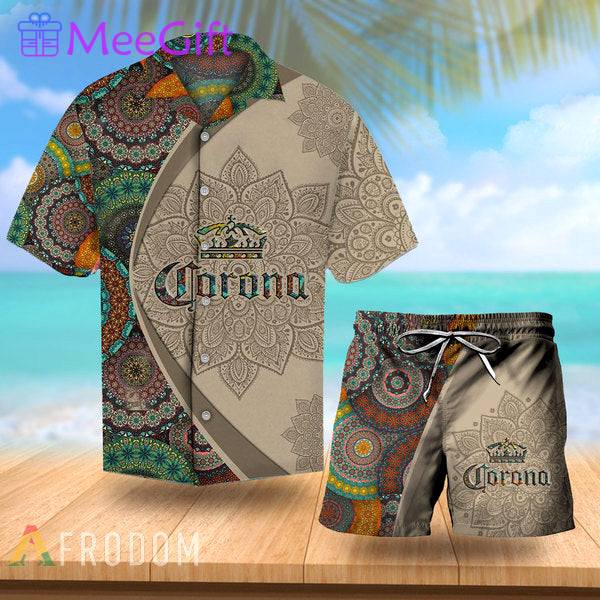 Aloha mandala corona extra beer hawaiian shirt and shorts set Hawaii Shirt Shorts & Flip Flops