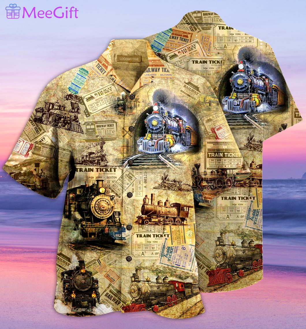 Amazing train locomotive hawaiian shirt  for men and women Hawaii Shirt Shorts & Flip Flops