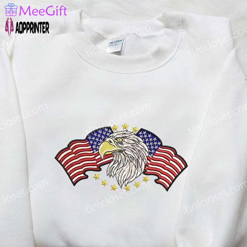 American flag & eagle embroidered shirt: perfect national day gifts best patriotic shirts Embroidered Shirt