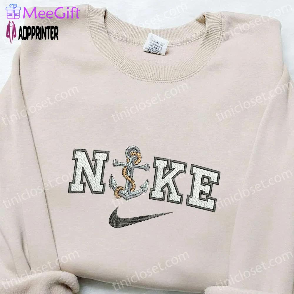 Anchor x nike embroidered shirt – best nike inspired gift for family Embroidered Shirt