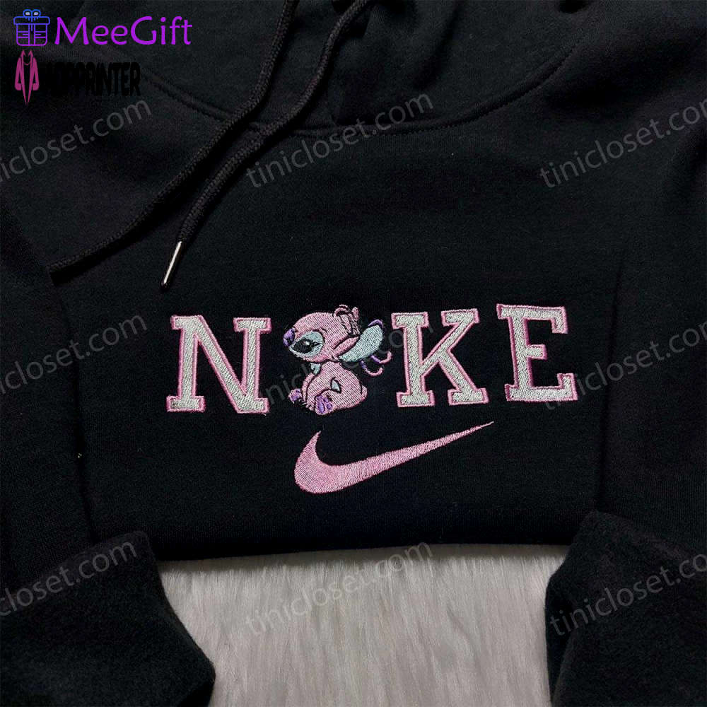 Angel stitch x nike embroidered sweatshirt & lilo and stitch disney shirt – custom nike embroidery Embroidered Shirt