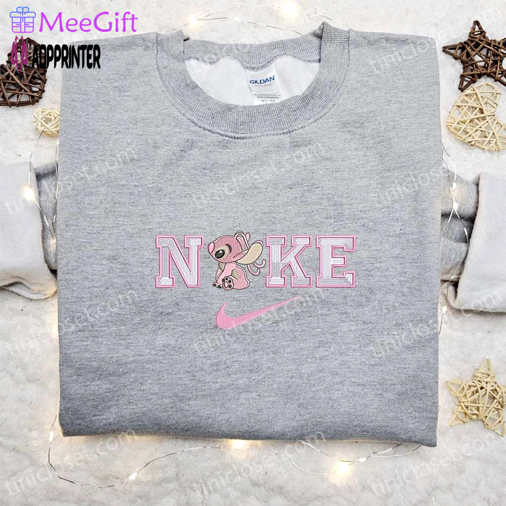 Angel x nike cartoon & lilo and stitch embroidered shirts – nike inspired collection Embroidered Shirt