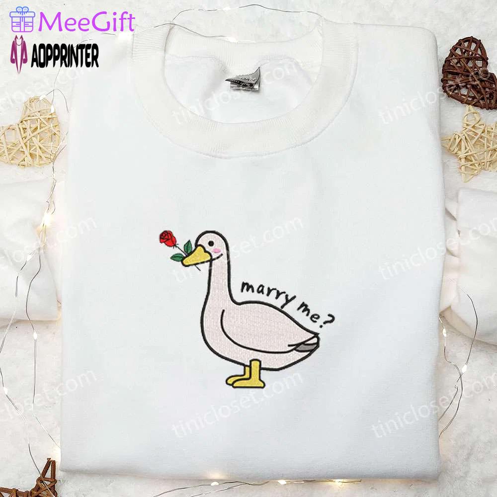 Animal embroidered shirt: marry me silly goose perfect for valentine s day Embroidered Shirt