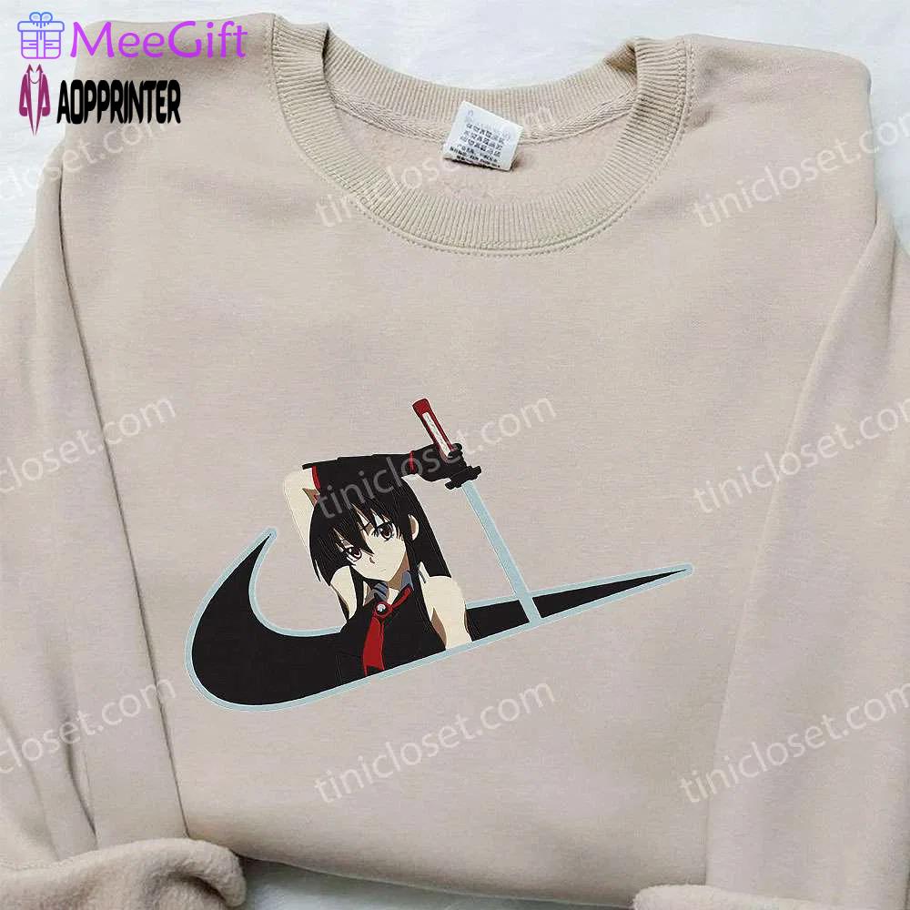 Anime embroidered hoodie & shirts: akame x nike swoosh akame ga kill! & nike inspired Embroidered Shirt