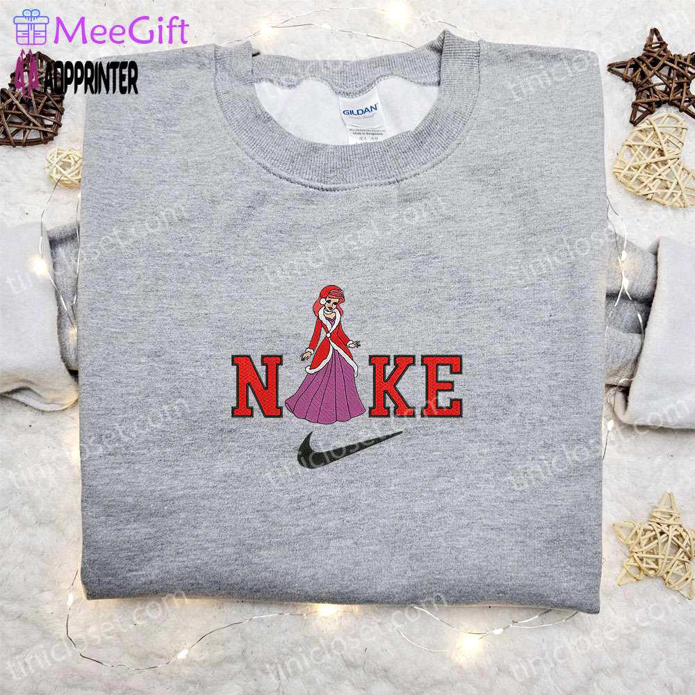 Ariel disney christmas x nike embroidered sweatshirt: festive cartoon shirt perfect christmas gift Embroidered Shirt