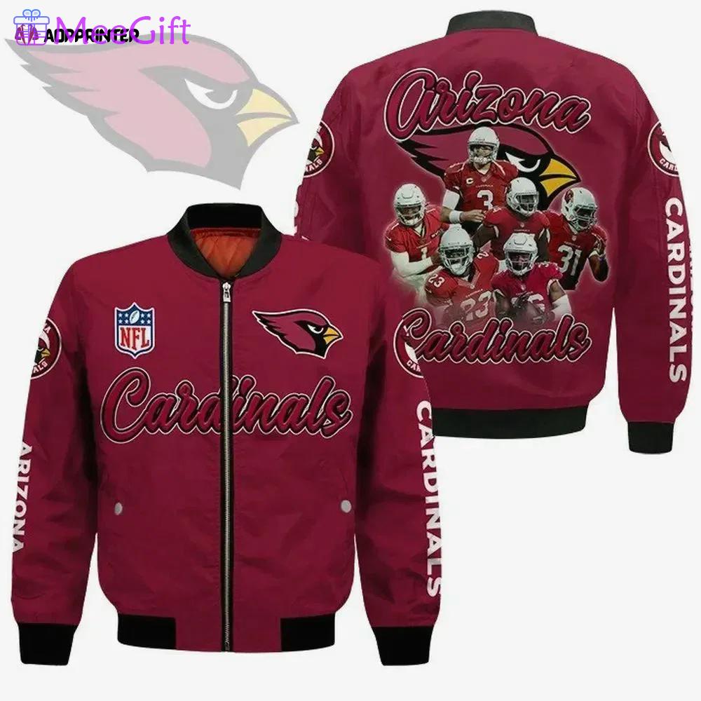 Arizona cardinals players logo pattern bomber jacket – red Bomber Jacket