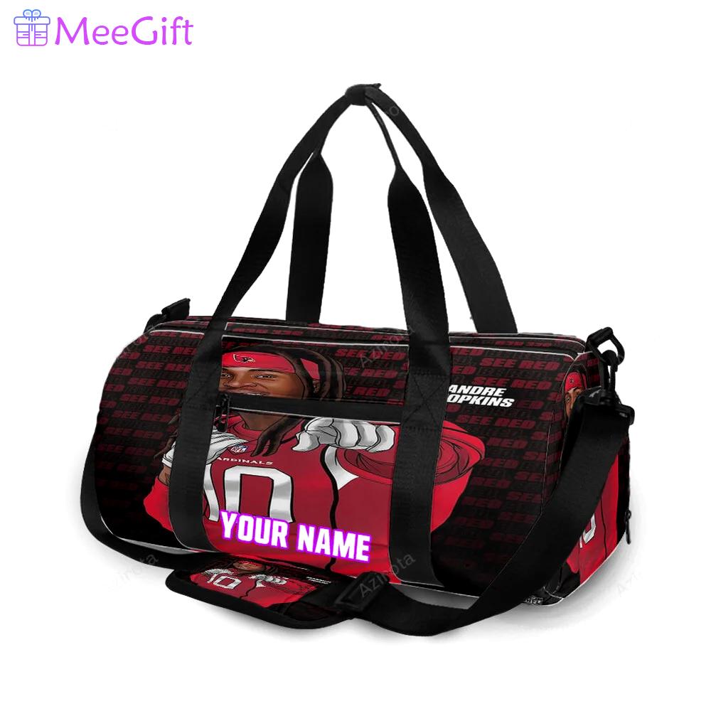 Arizona cardinals v1 deandre hopkins 10 personalized name travel bag gym bag 1232 Travel Bag