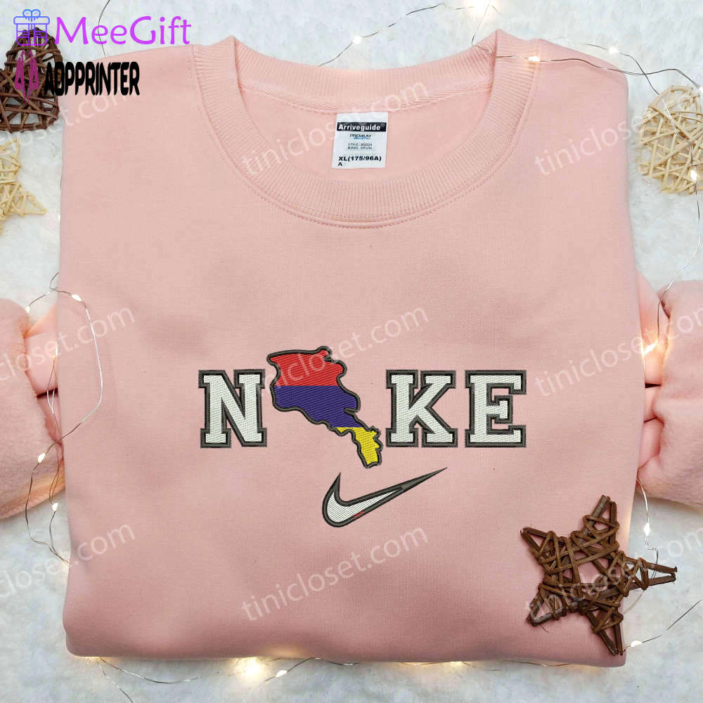 Armenian map embroidered shirt: nike x inspired design Embroidered Shirt