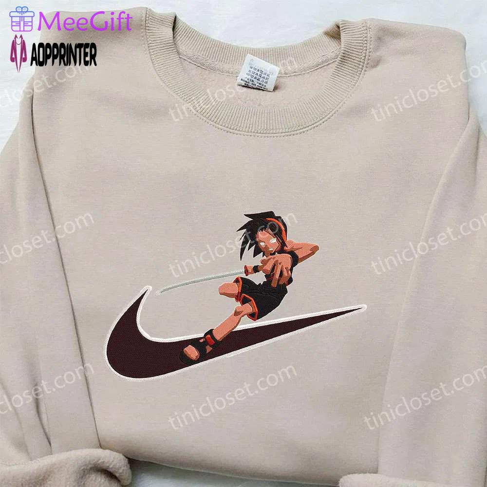 Asakura yoh x nike anime embroidered hoodie & shaman king shirt nike inspired embroidery Embroidered Shirt