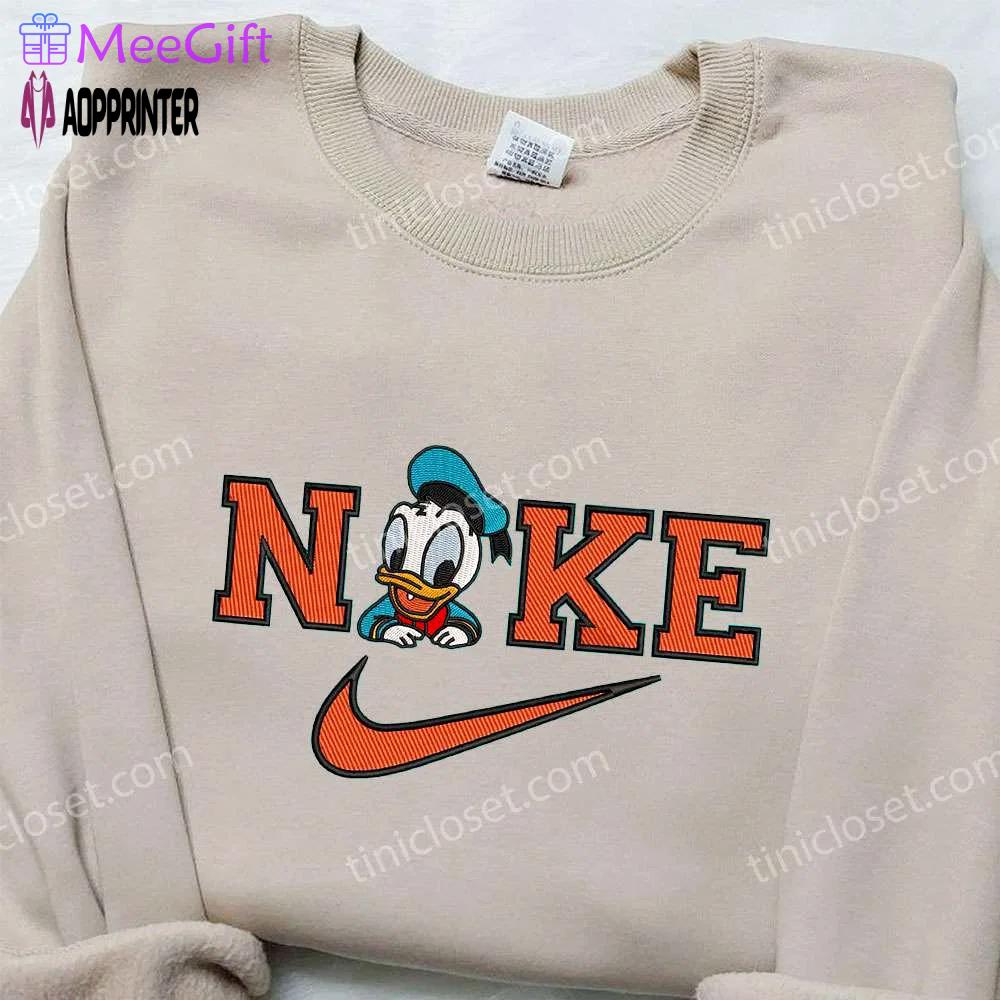 Baby donald duck x nike embroidered sweatshirt – disney characters & nike inspired shirt Embroidered Shirt