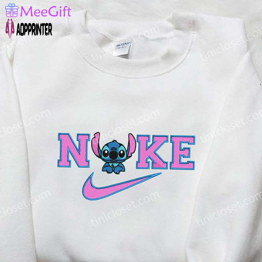 Baby stitch x nike embroidered sweatshirt lilo and stitch shirt nike inspired embroidery Embroidered Shirt