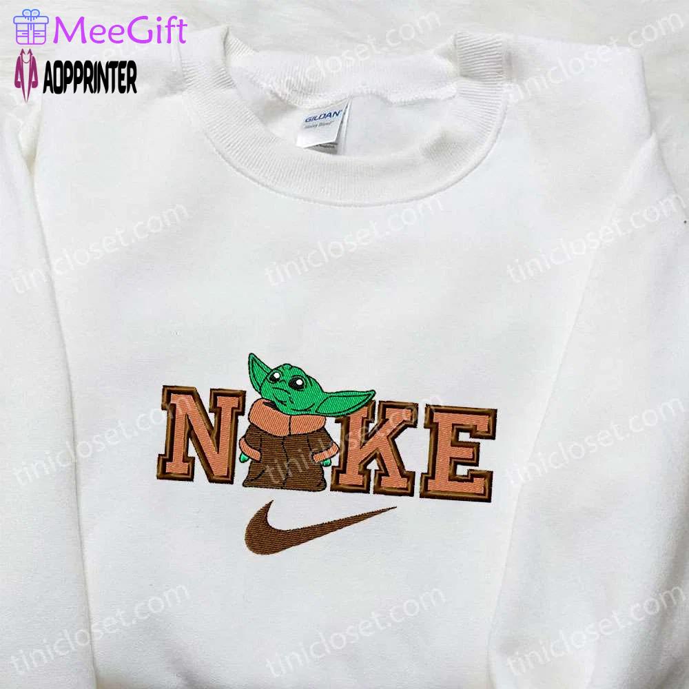 Baby yoda x nike movie embroidered tshirt – nike inspired shirt perfect family gift Embroidered Shirt
