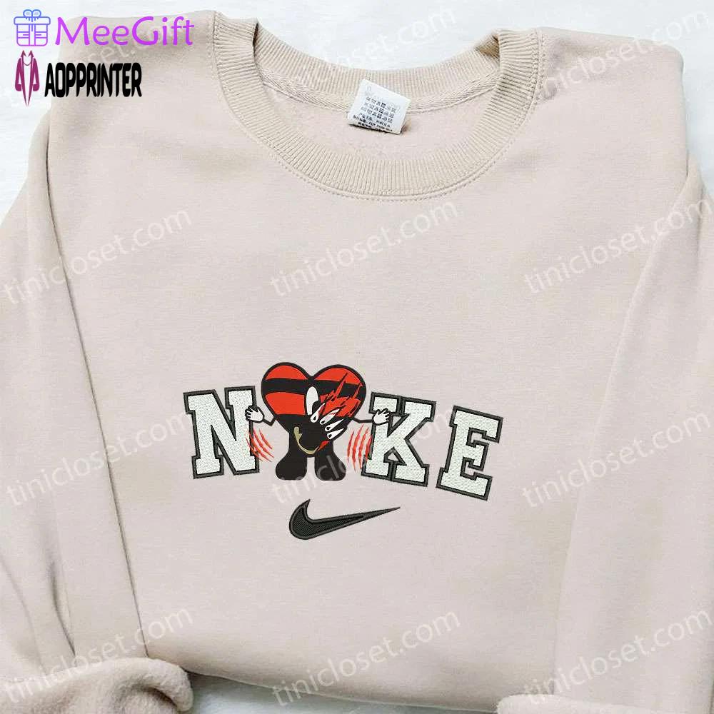 Bad bunny freddy krueger x nike embroidered sweatshirt – movie halloween shirt best gift ideas Embroidered Shirt
