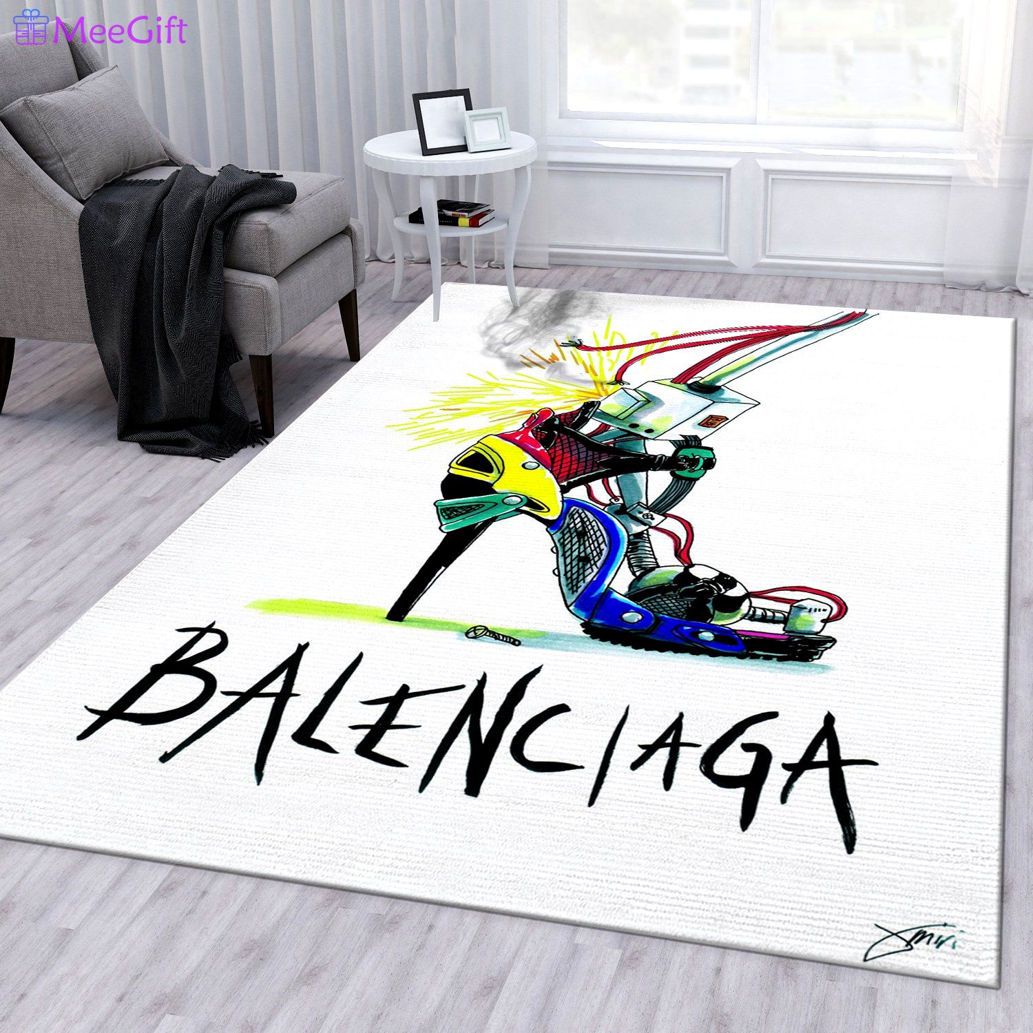 Balenciaga logo type 591. Upgrade Your Living Room with Luxury Home Decor: Area Carpets, Floor Decor, Door Mats, and Hot Gift Items with style a High-End Fashion Brand Rectangle Rug