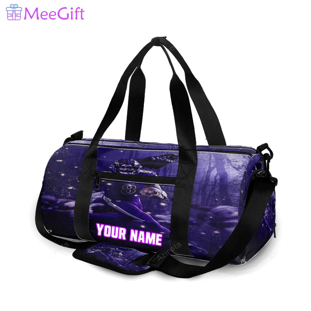 Baltimore ravens lamar jackson 8 v12 personalized name travel bag gym bag 214 Travel Bag