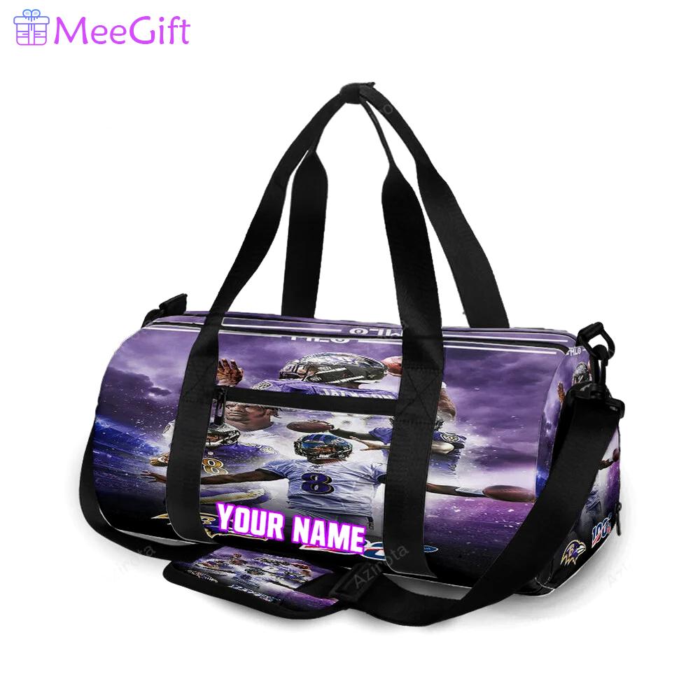 Baltimore ravens lamar jackson 8 v14 personalized name travel bag gym bag 1535 Travel Bag
