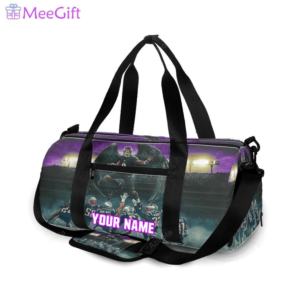 Baltimore ravens lamar jackson 8 v17 personalized name travel bag gym bag 1625 Travel Bag