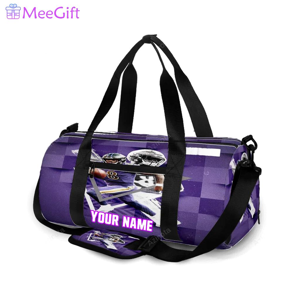 Baltimore ravens lamar jackson 8 v5 personalized name travel bag gym bag 395 Travel Bag