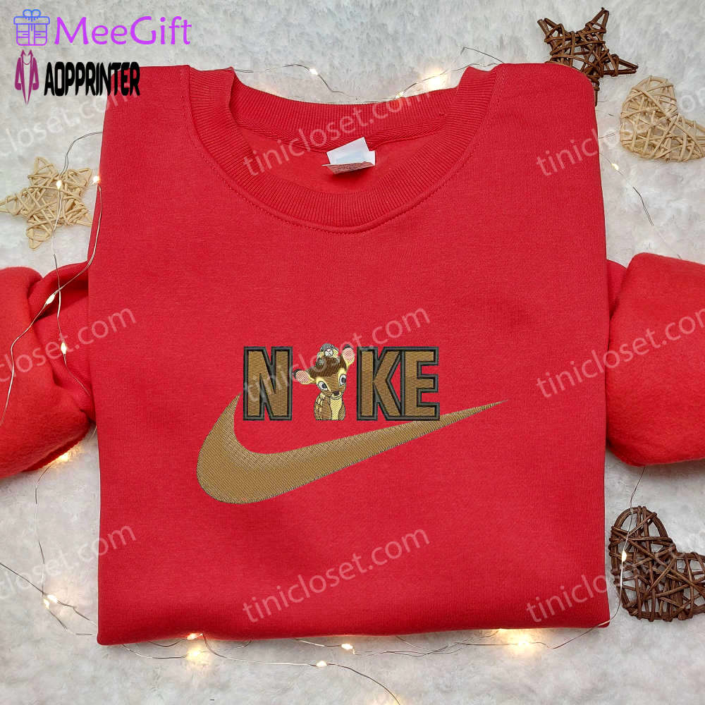 Bambi & bunny x swoosh nike embroidered shirt – cartoon disney design Embroidered Shirt