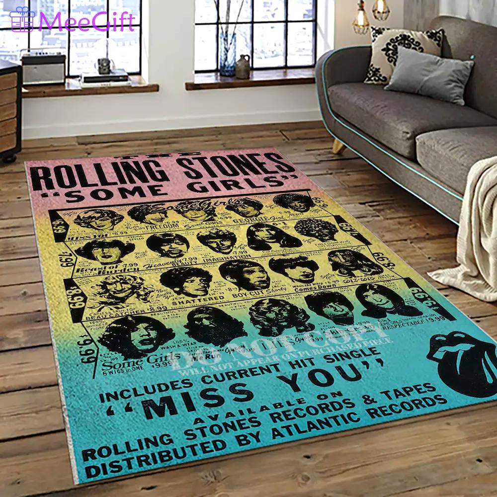 Band the rolling stones music carpet rectangle area rug for living room bedroom decor trs07 Rectangle Rug