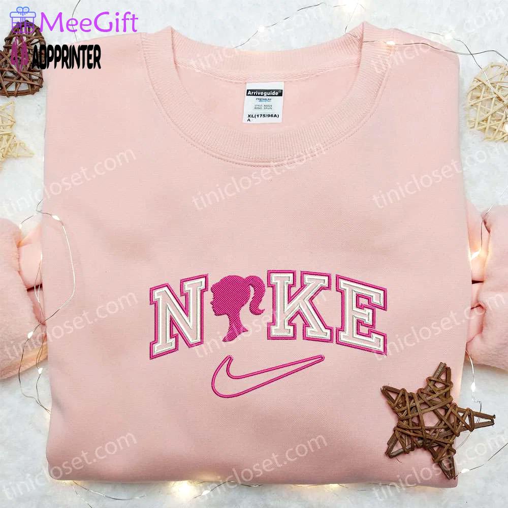 Barbie x nike cartoon embroidered shirt: best nike inspired birthday gift idea Embroidered Shirt