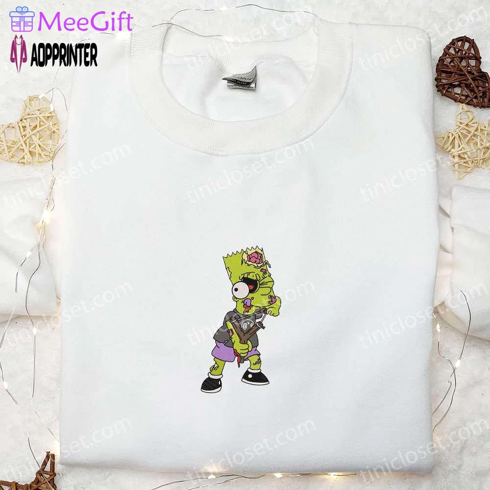 Bart simpson slingshot shirt: the ultimate simpson cartoon embroidered tee – best halloween gift! Embroidered Shirt