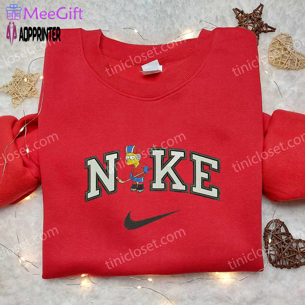 Bart simpson x nike embroidered sweatshirt: cartoon inspired shirt Embroidered Shirt