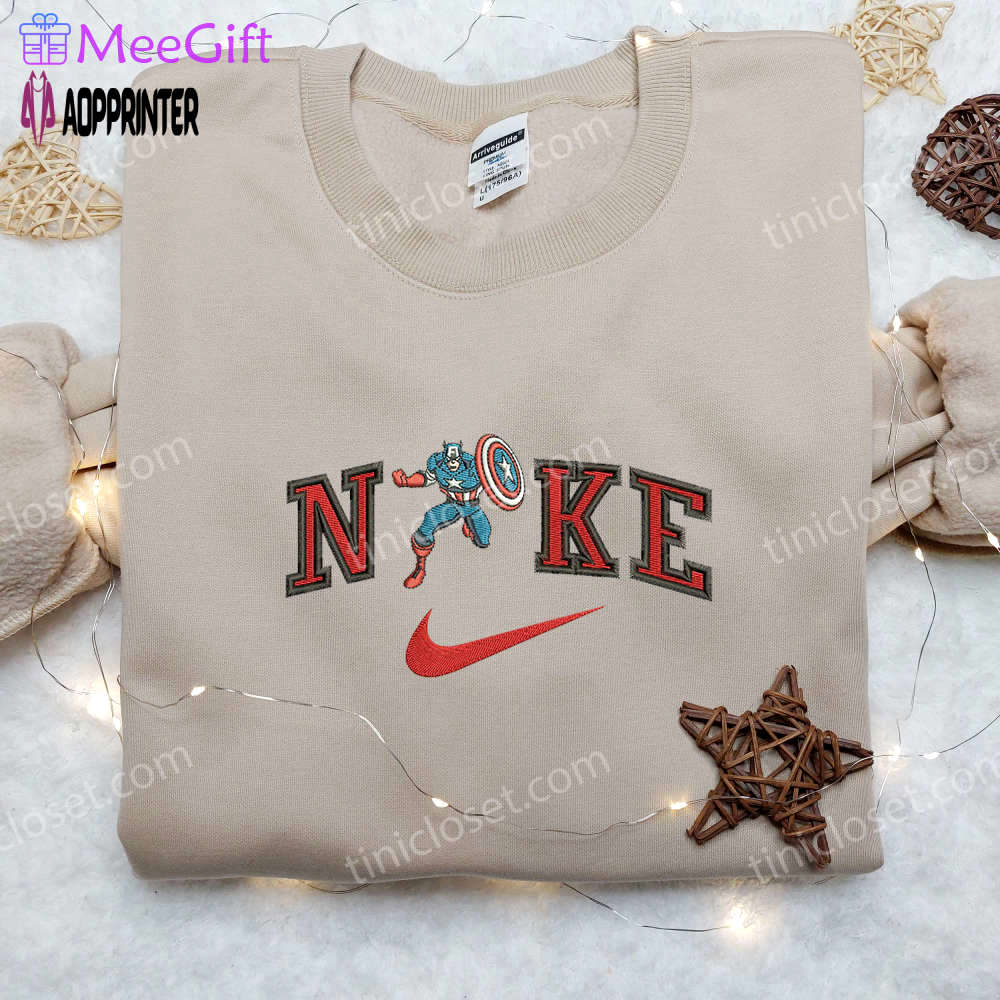 Baseball classic cap men hattain america x nike embroidered shirt: custom marvel movie tee Embroidered Shirt