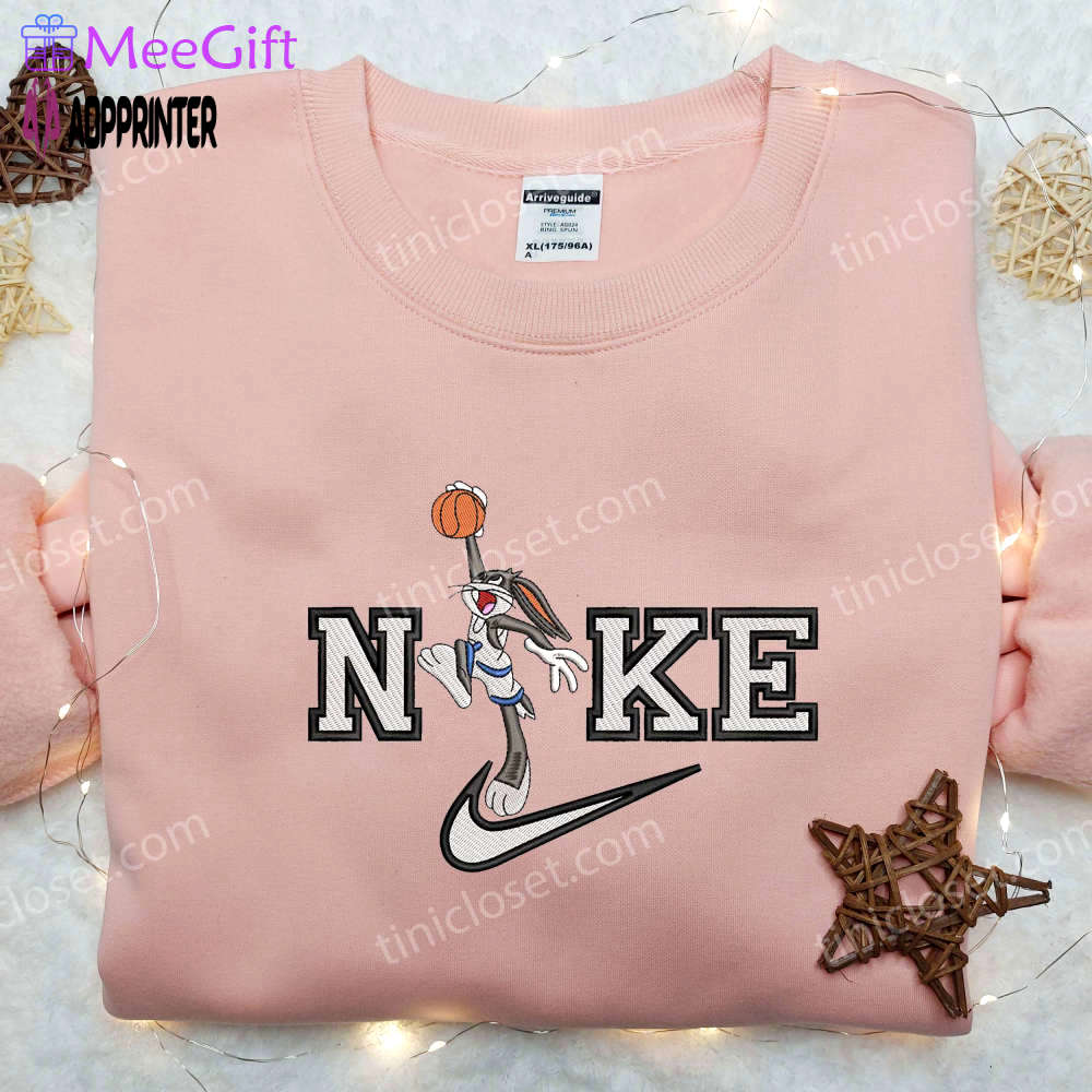 Basketball bugs bunny x nike embroidered shirt – custom cartoon tee Embroidered Shirt