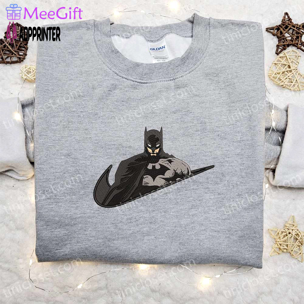 Batman x nike swoosh movie & dc comic inspired embroidered shirt nike inspired shirt Embroidered Shirt