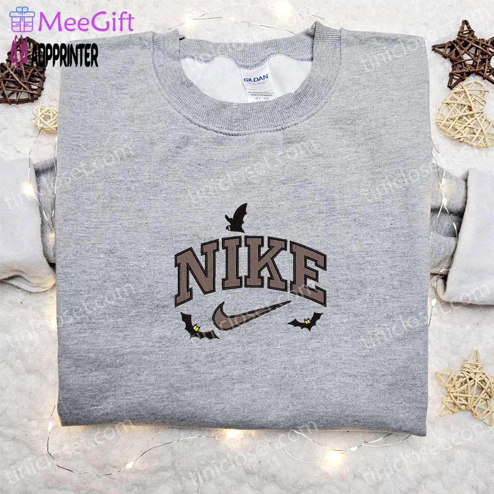 Bats x nike halloween embroidered shirt: best nike inspired gift for halloween Embroidered Shirt