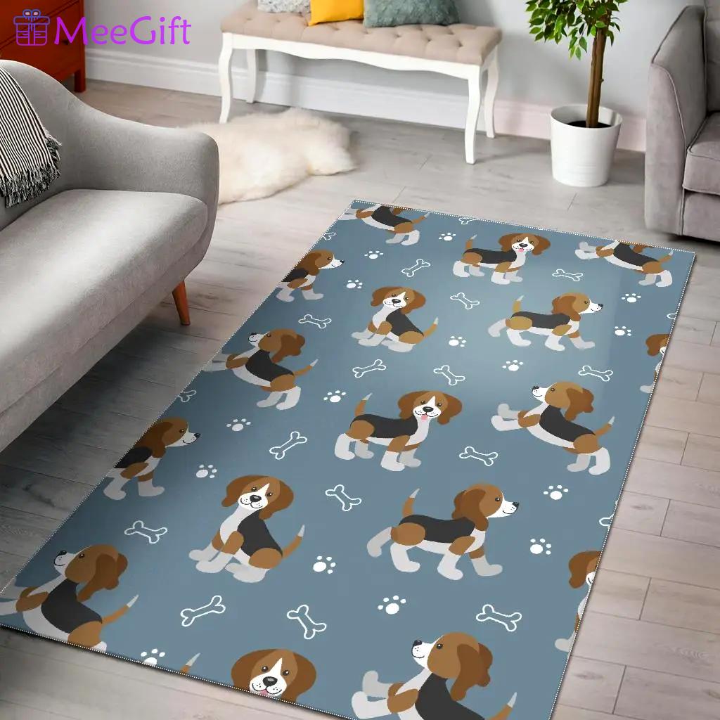 Beagle paw dog bone pattern print area rug living room rug home decor Rectangle Rug