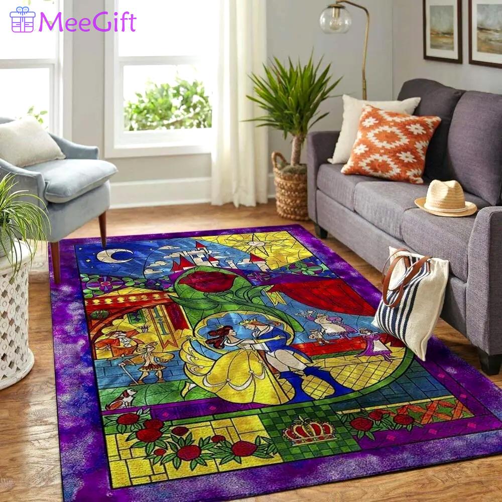 Beauty and the beast disney nice gift home decor rectangle area rug home decor Rectangle Rug