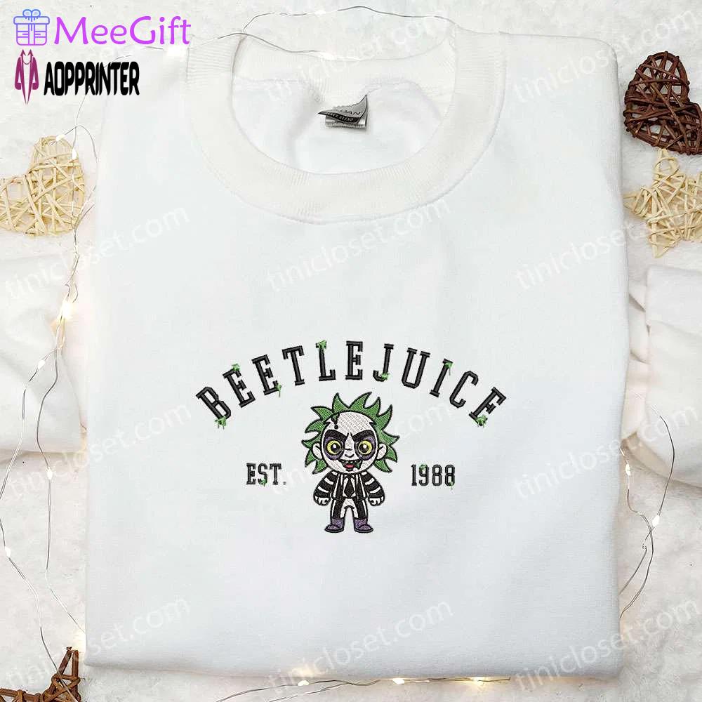 Beetlejuice est 1988 embroidered shirt: best horror movie halloween gift for family Embroidered Shirt