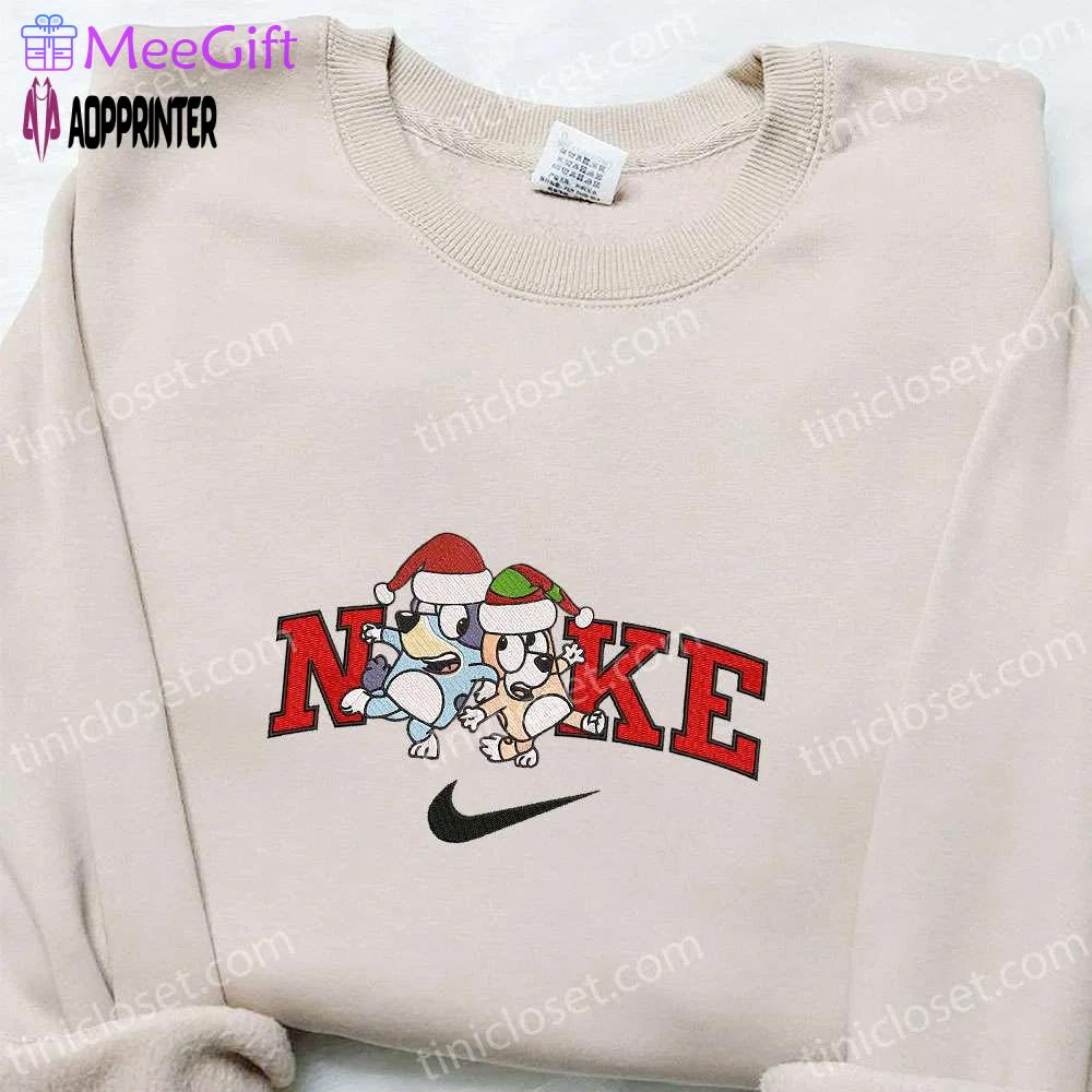 Bingo & bluey xmas hat x nike embroidered sweatshirt: best christmas gift ideas Embroidered Shirt